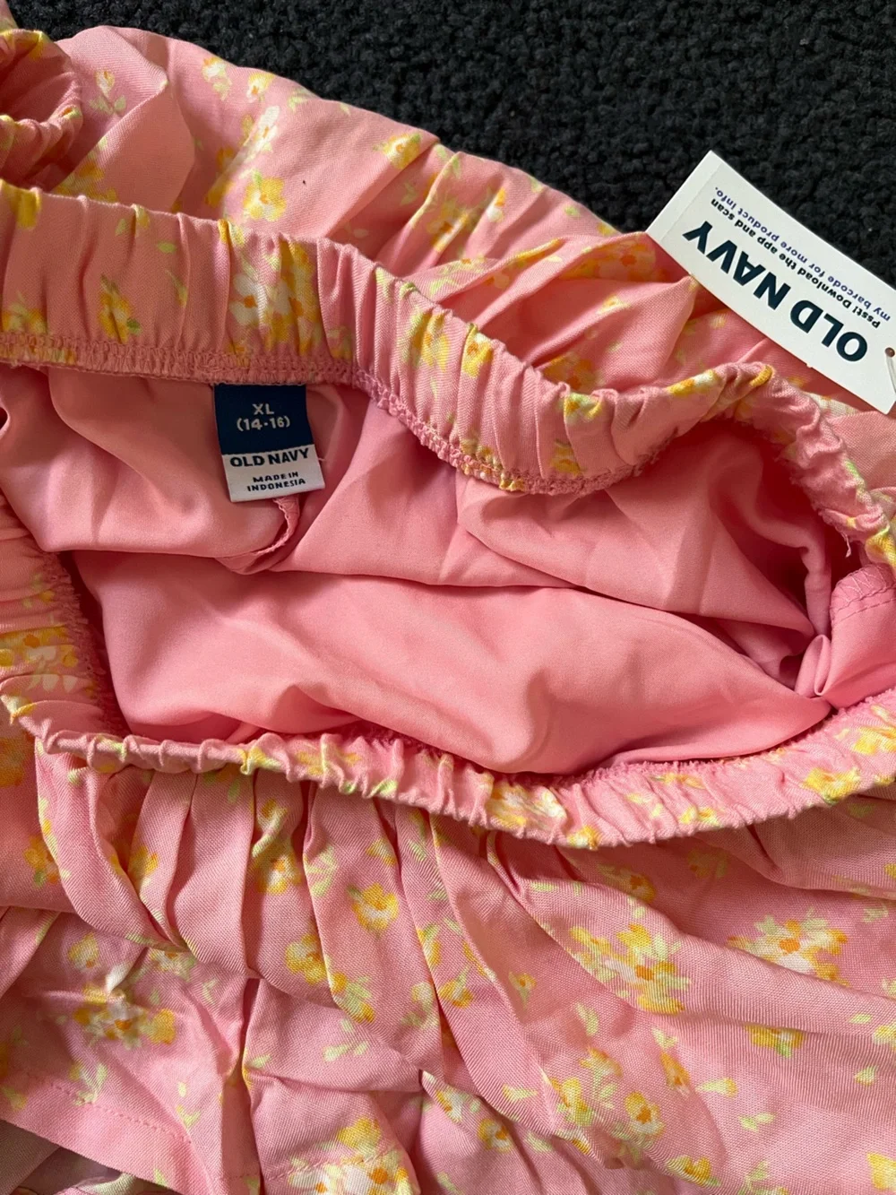 Old Navy Pink Floral Layered Skort with Yellow Accents